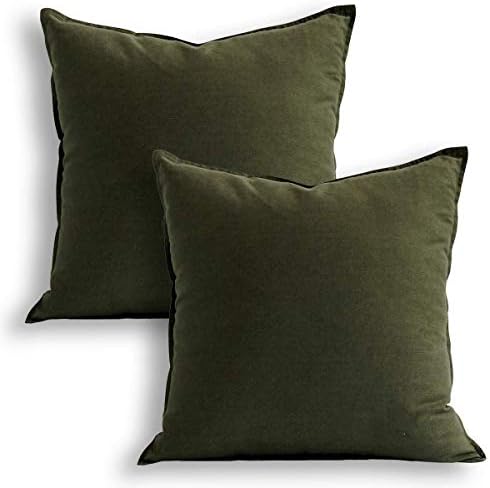 Jeanerlor Pack of 2 24 x 24 Inch Cotton Linen Soft Soild Decorative Square by Jeanerlor