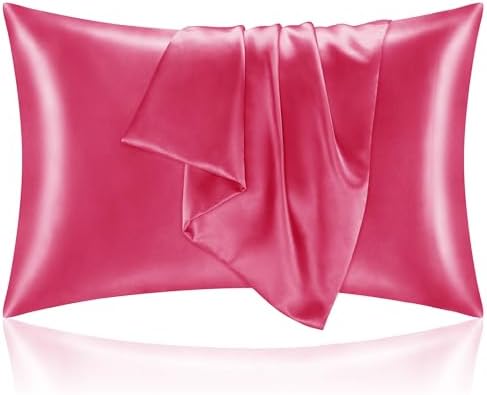 BEDELITE Satin Pillowcases, Standard Size 20x26 Inch, Hot Pink by BEDELITE