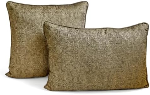 Antique Gold Decorative Lumbar Pillow Cover 12" x 26" | Pack of 2 Contemporary - Image 6