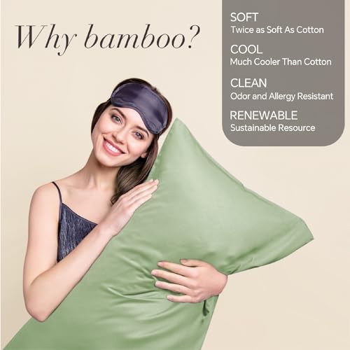 BEDELITE Cooling Pillow Cases Queen, Rayon Made from Bamboo, Sage Green - Image 2