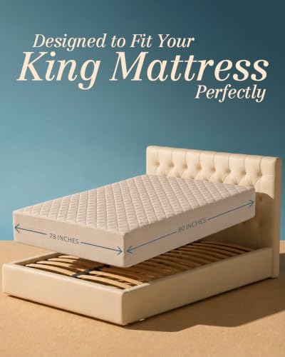 King Mattress Pad, Quilted Mattress Protector Topper fits 16" Deep Pocket - Image 2