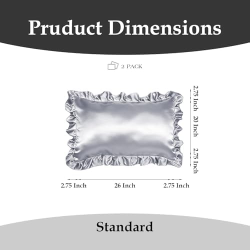 2 Pack Ruffle Satin Pillowcases Standard 20"x26" Navy Blue - Image 2