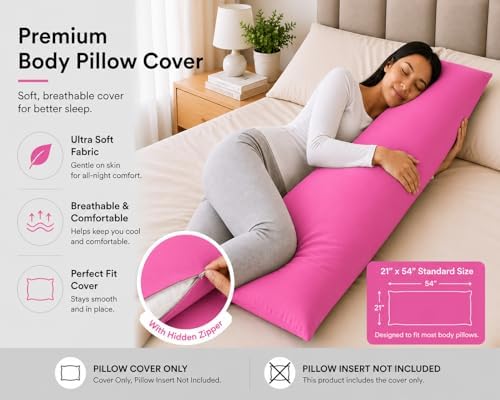 EVOLIVE Body Pillow Cover 21"x54", Microfiber, Hidden Zipper - Image 4