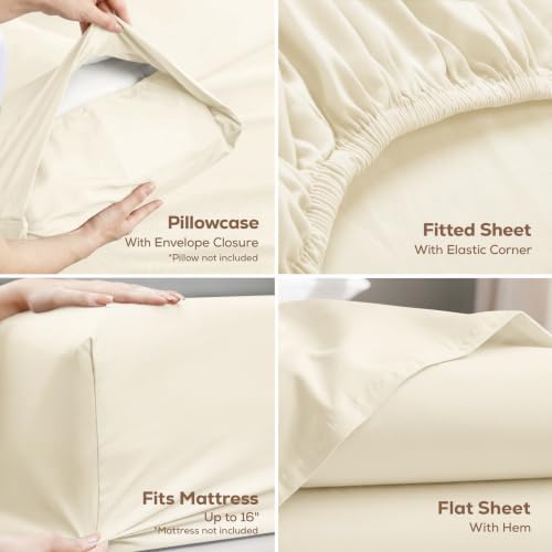 Twin Sheets Set, 3 Pieces 16" Deep Pocket Hotel Luxury Bed Sheets - Image 3