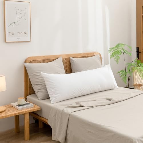 BESTOUCH Washed Cotton Pillowcases Linen Feel Linen Grey Euro - Image 4