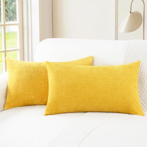 CaliTime Decorative Throw Pillow Covers 20 X 12 Inches Mustard Yellow by CaliTime