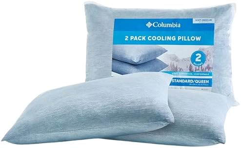Columbia Space Dye Cooling Bed Pillows, Medium Soft Polyester Fill, 2 Pack by Columbia