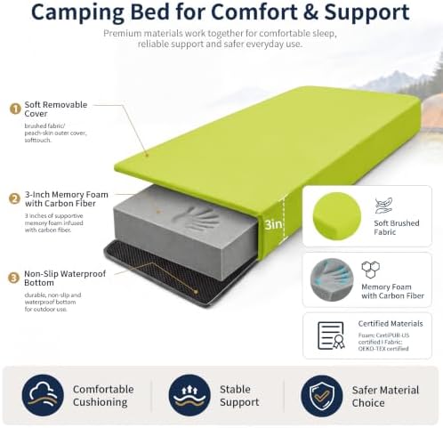 CYMULA Memory Foam Camping Mattress Pad, Sleeping Pad - Image 4