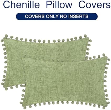 CaliTime Decorative Couch Throw Pillow Covers 20 X 12 Inches Sage - Image 6
