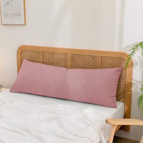 BESTOUCH Washed Cotton Pillowcases Linen Feel Red Pink Body - Image 3