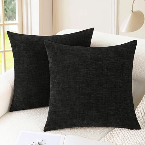 CaliTime Decorative Couch Throw Pillow Covers 22 X 22 Inches Black by CaliTime