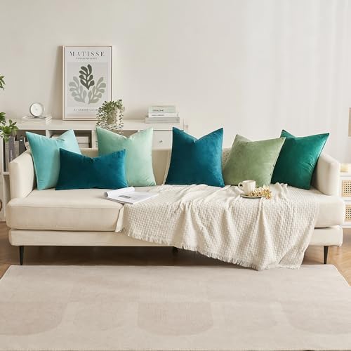 MIULEE Velvet Throw Pillow Covers 20x20 Inch Pack of 2 Teal - Image 4