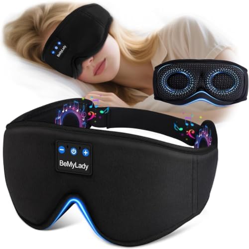 Sleep Mask with Bluetooth Headphone, 100% Blackout, Zero Eye Pressure by BeMyLady