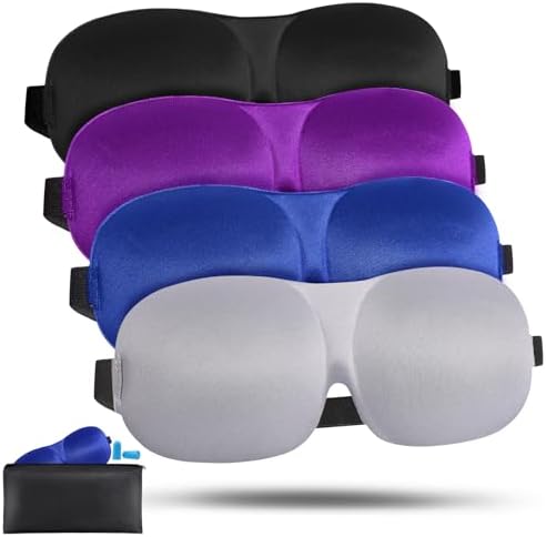 4 Pack Sleep Mask for Women and Men Adjustable Blackout 3D Eye Masks for Sleep by Lainlight