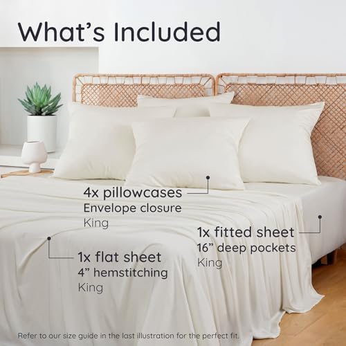 Bambaw King Sheet Set 6pcs – 100% Viscose Derived from Bamboo Sheets King Deep - Image 2