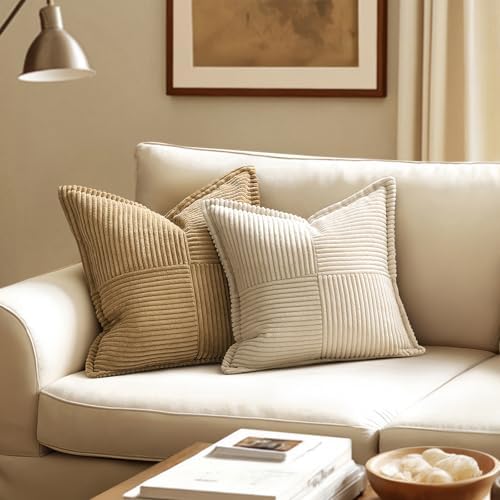 MIULEE Decorative Lumbar Throw Pillow Covers 12x20 Inch Beige 2 Pack - Image 2
