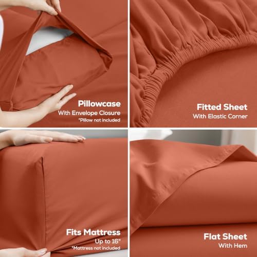 Queen Sheets Set, 4 Pieces 16" Deep Pocket Hotel Luxury Bed Sheets - Image 3