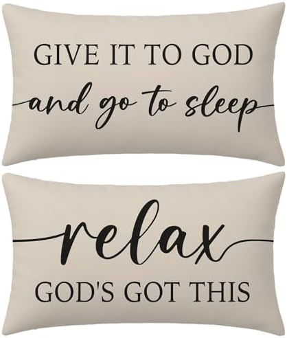 Christian Pillow Covers 12x20 Set of 2, Warm Cream Lumbar Case by HERHOME