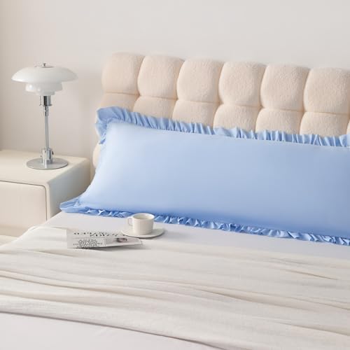 Ruffled Body Pillow Shams, 1 Pack, 20x54 Inches, Sky Blue by Aerlomi