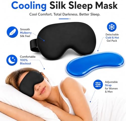 Cooling Sleep Mask with Mulberry Silk Surface & Removable Gel Pack - Image 7