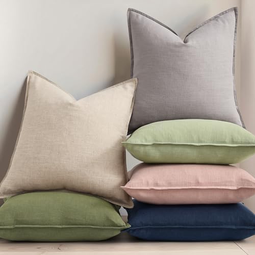 decorUhome Fall Sage Green Linen Throw Pillow Covers 26x26 Set of 2 - Image 5