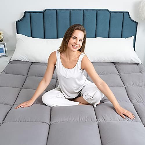Marine Moon Mattress Topper King Cooling Pillow Top Thick Plush Pad Cover - Image 7