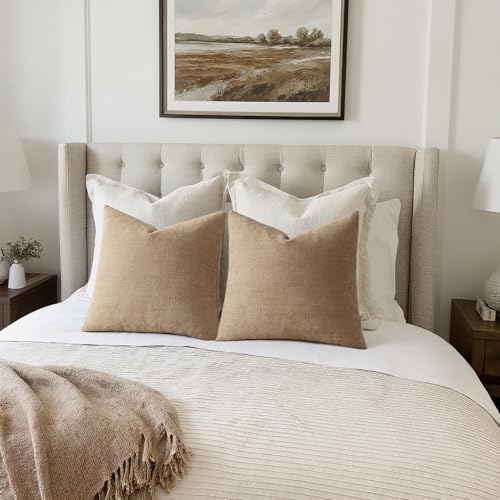 MIULEE Textured Chenille Throw Pillow Covers 20x20 Inch Starfish Khaki - Image 5