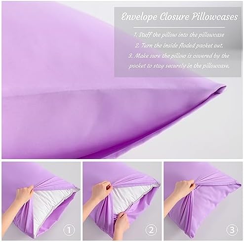 NTBAY King Microfiber Pillowcases, Light Purple - Image 5