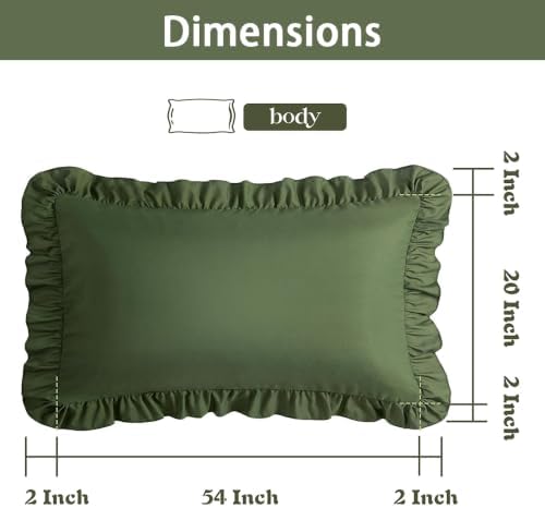 Ruffle Body Pillow Pillowcase, Dark Olive Green - Image 2