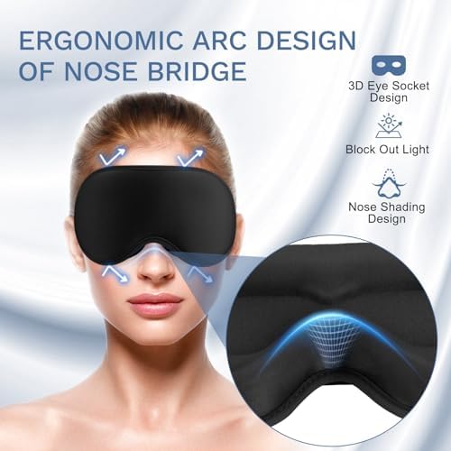 FlyCoco 99% Fully Block Out Light Eye Sleep Mask, 3D Deep Contoured Eyes Cover - Image 4