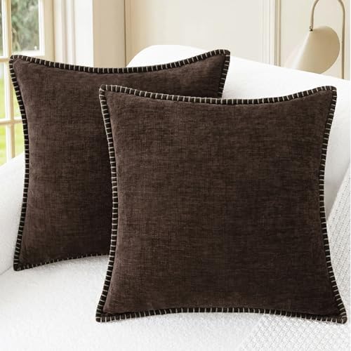CaliTime Decorative Couch Throw Pillow Covers 26 X 26 Inches Coffee by CaliTime