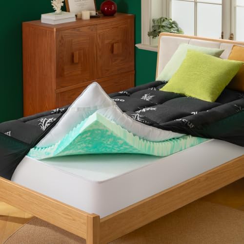 Twin XL 4-Inch 2-in-1 Cooling Memory Foam Mattress Topper by NiceSleepPlusLife