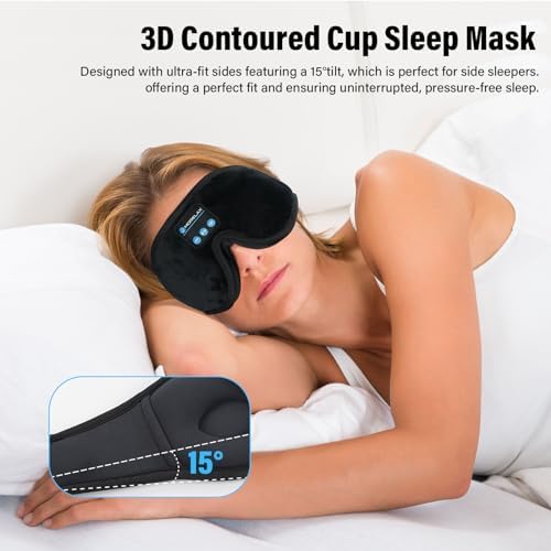 Sleep Headphones, Sleep Mask for Side Sleeper, 3D Eye Mask for Sleeping - Image 6
