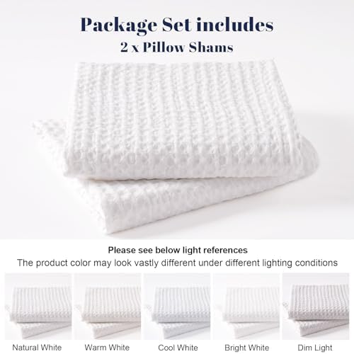 PHF Ultra Soft Waffle Pillow Shams Cal King 20"x40", No Insert - Image 5