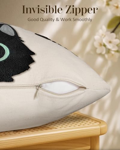 Embroidered Throw Pillow Cover 20x20 Inch, Cat Bone - Image 3