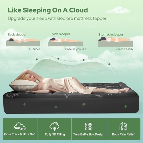 BEDLORE King Mattress Topper, Thick Pillow Top Mattress Pad - Image 4