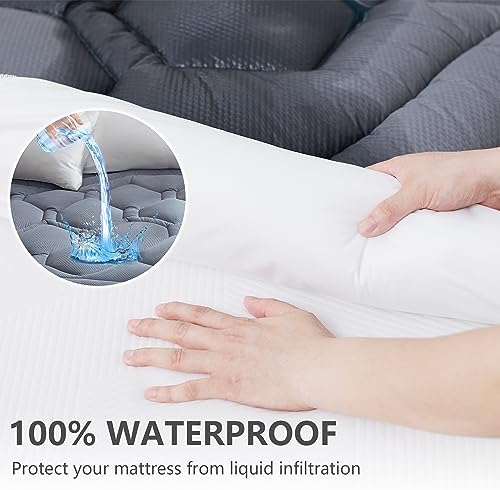 ELVEN HOME King Size Mattress Pad Waterproof, Cooling Mattress Topper Noiseless - Image 2