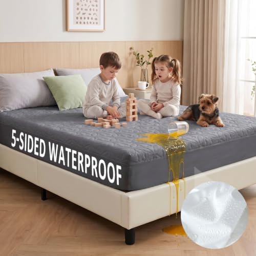 5-Sided Waterproof Mattress Protector, Noiseless Bedding Pad - Image 5