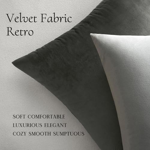 MIULEE Velvet Throw Pillow Covers 18x18 Inch Pack of 2 Medium Gray - Image 5