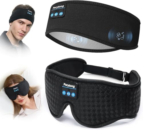 2-Pack Sleep Headphones & 3D Sleep Mask Set, Sleep Headband Headphone & by Perytong