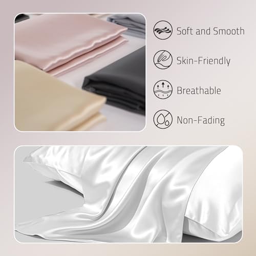 Gabire Mulberry Silk Pillow Cases Set of 2, Both Sides Real Silk Pillow Cover - Image 2