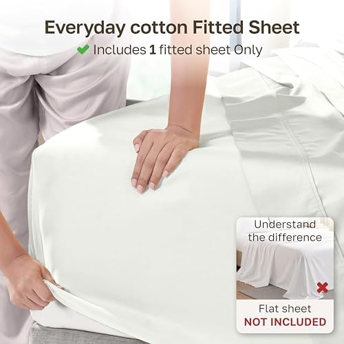 Soft Natural 100% Cotton Sateen Twin Fitted Sheets - Image 2