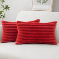 MIULEE Faux Fur Decorative Throw Pillow Covers 12x20 Set of 2 Red by MIULEE
