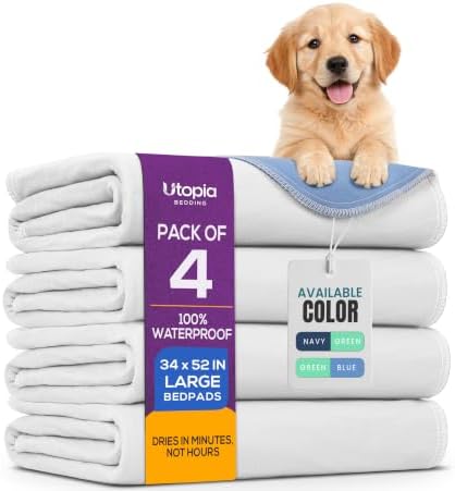 4 Pack Washable Pee Pads for Dogs 34" x 52", Waterproof Dog Training Pads by UTOPIABEDDING