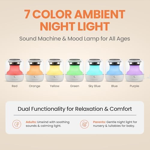 Mini White Noise Machine for Baby, Kids & Adults – 15 Calming Sounds, Soft - Image 4