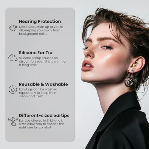 JUSTRVN Ear Plugs for Sleeping, 2 Pairs of Stylish Reusable Noise Reduction - Image 3
