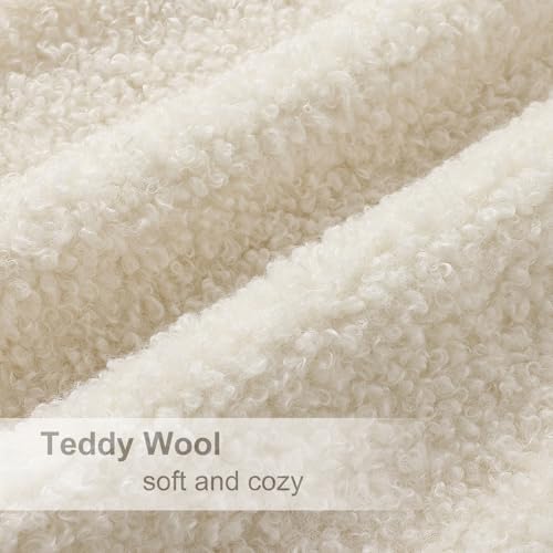 decorUhome Sherpa Throw Pillow Covers 24x24 Set of 2 Neutral Cream - Image 5