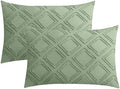JELLYMONI Light Green Grid Tufted Pillowcases Standard Size by JELLYMONI