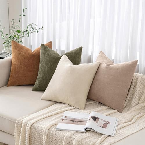 MIULEE Textured Chenille Throw Pillow Covers 22x22 Inch Irish Cream - Image 5