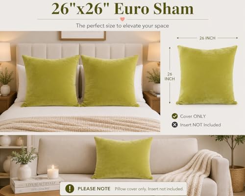 EVOLIVE Micromink Euro Sham Cover 26"x26", Hidden Zipper, 1 Pack - Image 2